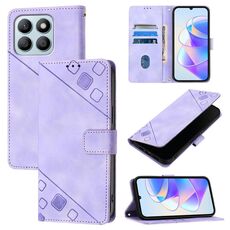 Custodia per telefono in pelle goffrata per Honor X8b (viola chiaro)