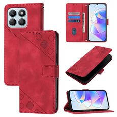 Custodia per telefono in pelle goffrata per Honor X8b (rossa)