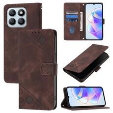 Custodia per telefono in pelle goffrata per Honor X8b (marrone)