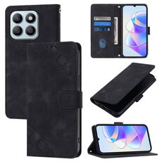 Custodia per telefono in pelle goffrata per Honor X8b (nera)