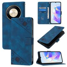 Custodia per telefono in pelle goffrata globale per Honor X9b / Magic6 Lite 5G (blu)