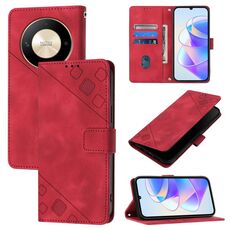 Custodia per telefono in pelle goffrata globale per Honor X9b / Magic6 Lite 5G (rossa)