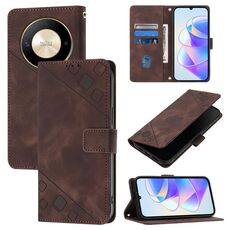 Custodia per telefono in pelle goffrata globale per Honor X9b / Magic6 Lite 5G (marrone)