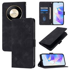 Custodia per telefono in pelle goffrata globale per Honor X9b / Magic6 Lite 5G (nera)