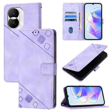 Custodia per telefono in pelle goffrata per Honor X40i (viola chiaro)