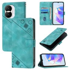 Custodia per telefono in pelle goffrata per Honor X40i (verde)