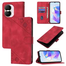 Custodia per telefono in pelle goffrata per Honor X40i (rossa)