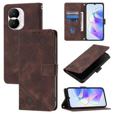 Custodia per telefono in pelle goffrata per Honor X40i (marrone)