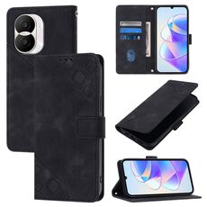 Custodia per telefono in pelle goffrata per Honor X40i (nera)
