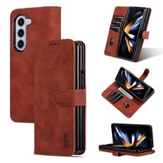 Per Samsung Galaxy Z Fold6 5G AZNS Custodia per cellulare in pelle con texture di vitello (marrone)