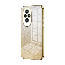 Custodia per telefono elettrolitico in polvere glitter sfumata per Honor 200 (oro)