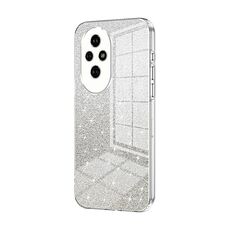 Custodia per telefono elettrolitico in polvere glitter sfumata per Honor 200 (trasparente)