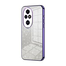 Custodia per telefono elettrolitica con polvere glitterata sfumata per Honor 200 Pro (viola)