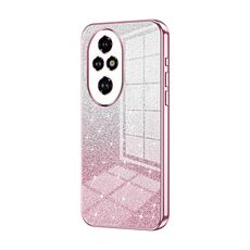 Custodia per telefono elettrolitico in polvere glitterata sfumata per Honor 200 Pro (rosa)