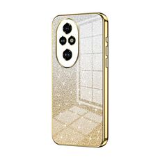 Custodia per telefono elettrolitica con polvere glitterata sfumata per Honor 200 Pro (oro)
