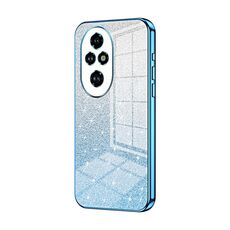 Custodia per telefono elettrolitico in polvere glitter sfumata per Honor 200 Pro (blu)