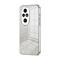Custodia per telefono elettrolitico in polvere glitter sfumata per Honor 200 Pro (argento)