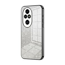 Custodia per telefono elettrolitico in polvere glitter sfumata per Honor 200 Pro (nera)