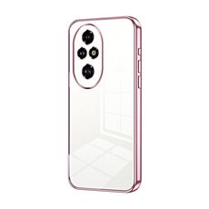 Custodia per telefono con foro fine con placcatura trasparente per Honor 200 Pro (rosa)