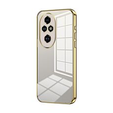 Per Honor 200 Pro Custodia per telefono con foro fine con placcatura trasparente (oro)