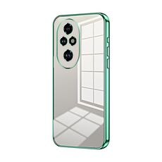Custodia per telefono con foro fine con placcatura trasparente per Honor 200 Pro (verde)