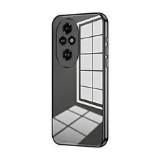 Per Honor 200 Pro Custodia per telefono con foro sottile e placcatura trasparente (nero)