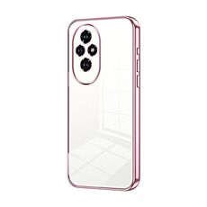 Per Honor 200 Custodia per telefono con foro sottile con placcatura trasparente (rosa)