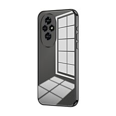 Per Honor 200 Custodia per telefono con foro sottile con placcatura trasparente (nera)