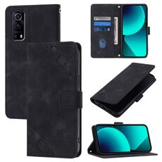 Custodia per cellulare in pelle goffrata per vivo Y72 5G / iQOO Z3 / Y52 5G (nera)