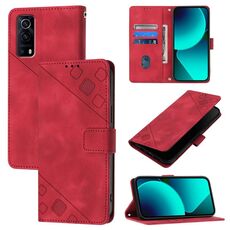 Custodia per telefono in pelle goffrata per vivo Y72 5G / iQOO Z3 / Y52 5G (rosso)