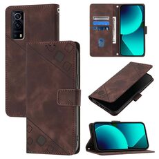 Custodia per telefono in pelle goffrata per vivo Y72 5G / iQOO Z3 / Y52 5G (marrone)