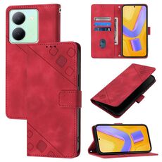 Custodia per cellulare in pelle goffrata per vivo Y78 5G / Y78+ 5G Global / V29 Lite (rossa)
