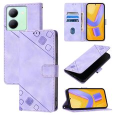 Custodia per telefono in pelle goffrata per vivo Y78 5G / Y78+ 5G Global / V29 Lite (viola chiaro)