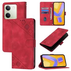 Custodia per telefono in pelle goffrata Global Skin Feel per vivo Y100 5G IDN / Y200e 5G (rossa)