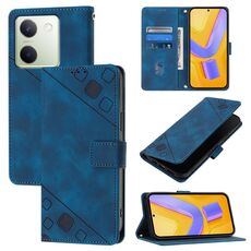 Custodia per telefono in pelle goffrata Global Skin Feel per vivo Y100 5G IDN / Y200e 5G (blu)