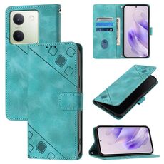Custodia per telefono in pelle goffrata Global Skin Feel per vivo Y100 5G (verde)