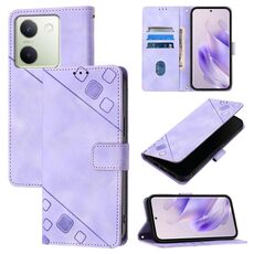 Custodia per telefono in pelle goffrata Global Skin Feel per vivo Y100 5G (viola chiaro)