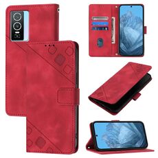 Custodia per cellulare in pelle goffrata per vivo Y76 5G (rossa)