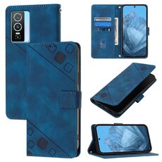 Per vivo Y76 5G Custodia in pelle goffrata con effetto pelle (blu)