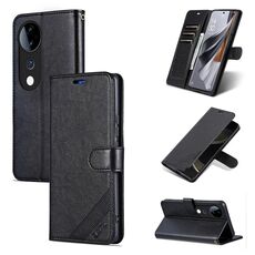 Per vivo S19 AZNS Custodia per telefono in pelle con texture in pelle di pecora (nero)