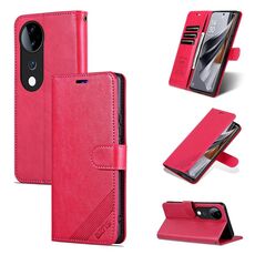 Per vivo S19 AZNS Custodia per cellulare in pelle con texture in pelle di pecora (rossa)