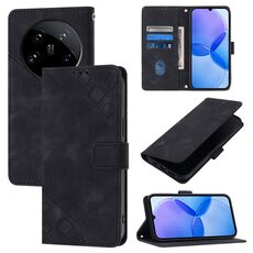Custodia per telefono in pelle goffrata Ultra Skin Feel per Xiaomi 14 (nera)
