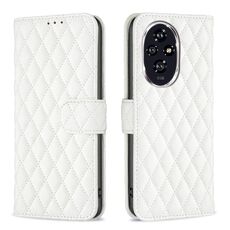 Per Honor 200 Diamond Lattice Portafoglio Flip Custodia in pelle per telefono (Bianco)