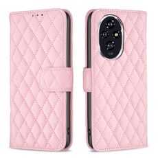 Per Honor 200 Custodia per cellulare in pelle con portafoglio Diamond Lattice (rosa)