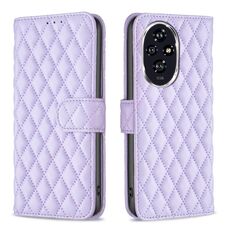 Per Honor 200 Diamond Lattice Portafoglio Flip Custodia in pelle per telefono (Viola)
