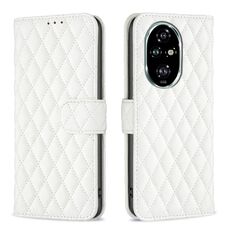 Per Honor 200 Pro Diamond Lattice Portafoglio Flip Custodia in pelle per telefono (Bianco)