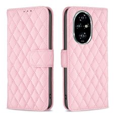 Per Honor 200 Pro Custodia per cellulare in pelle con portafoglio Diamond Lattice (rosa)