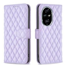 Per Honor 200 Pro Diamond Lattice Portafoglio Flip Custodia in pelle per telefono (Viola)