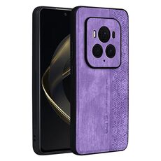 Custodia per telefono con sensazione di pelle in rilievo AZNS 3D per Honor Magic6 Ultimate (viola)