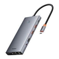 Adattatore HUB display Baseus PortalJoy serie 13 in 1 da tipo C a quadruplo (grigio siderale)